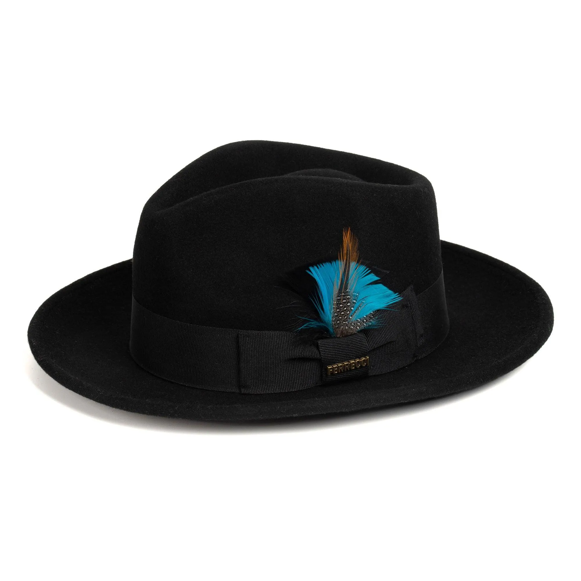 Vintage Crushable Wool Fedora Hat-Black/White