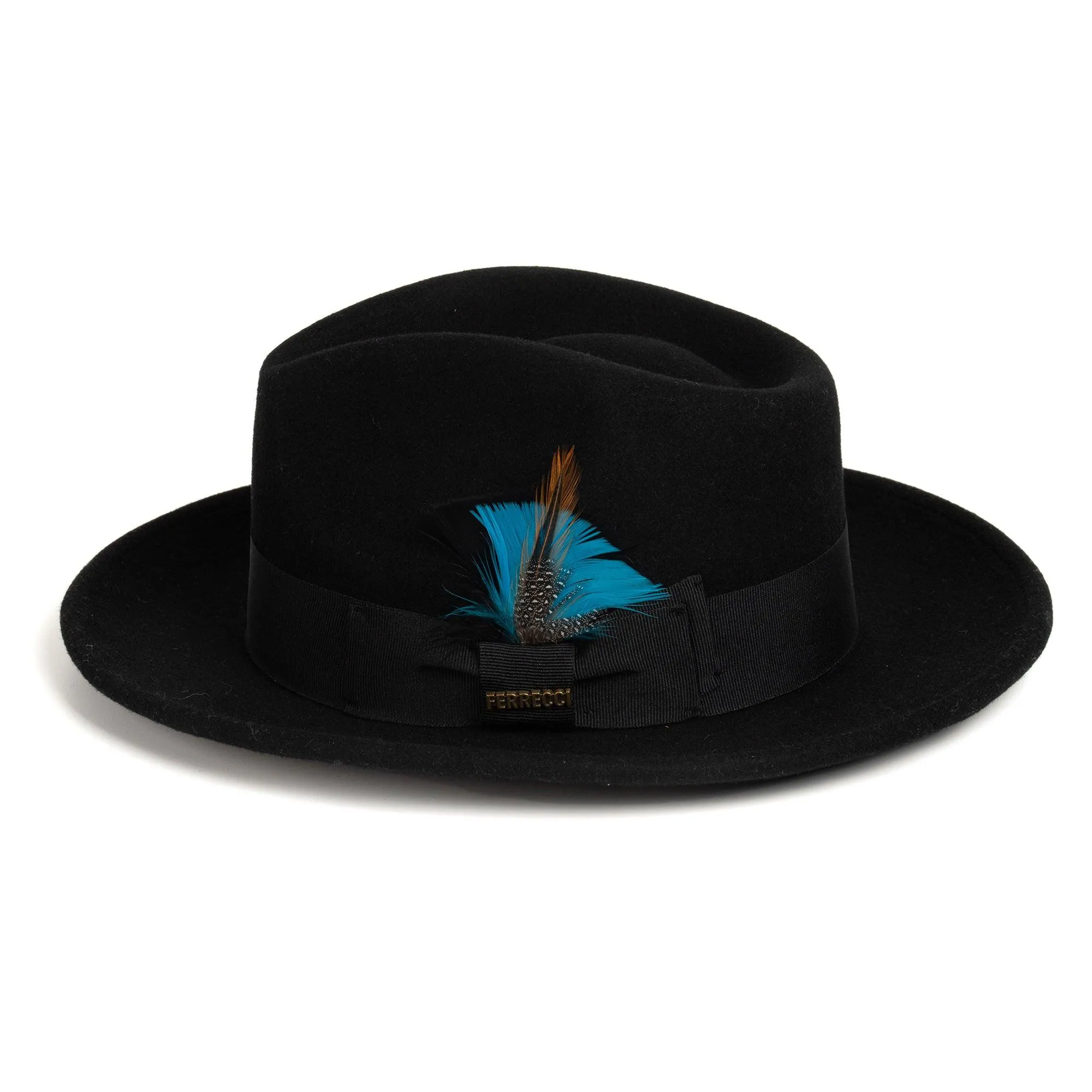 Vintage Crushable Wool Fedora Hat-Black/White