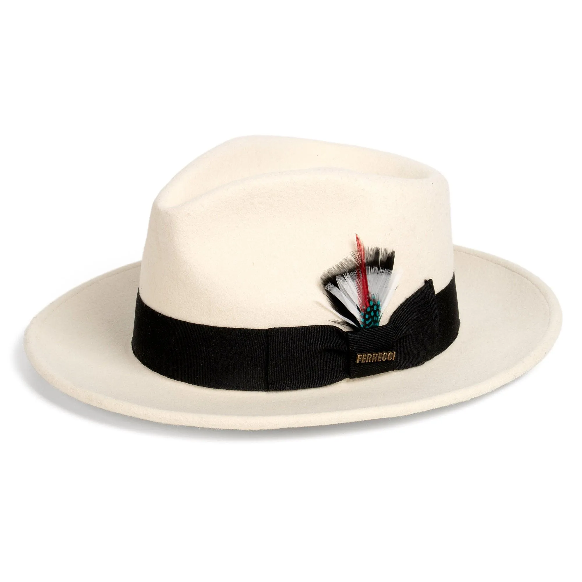 Vintage Crushable Wool Fedora Hat-Black/White