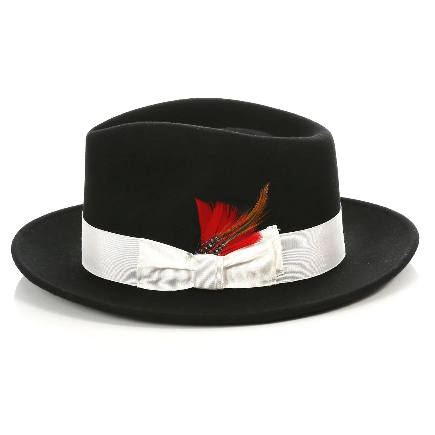 Vintage Crushable Wool Fedora Hat-Black/White