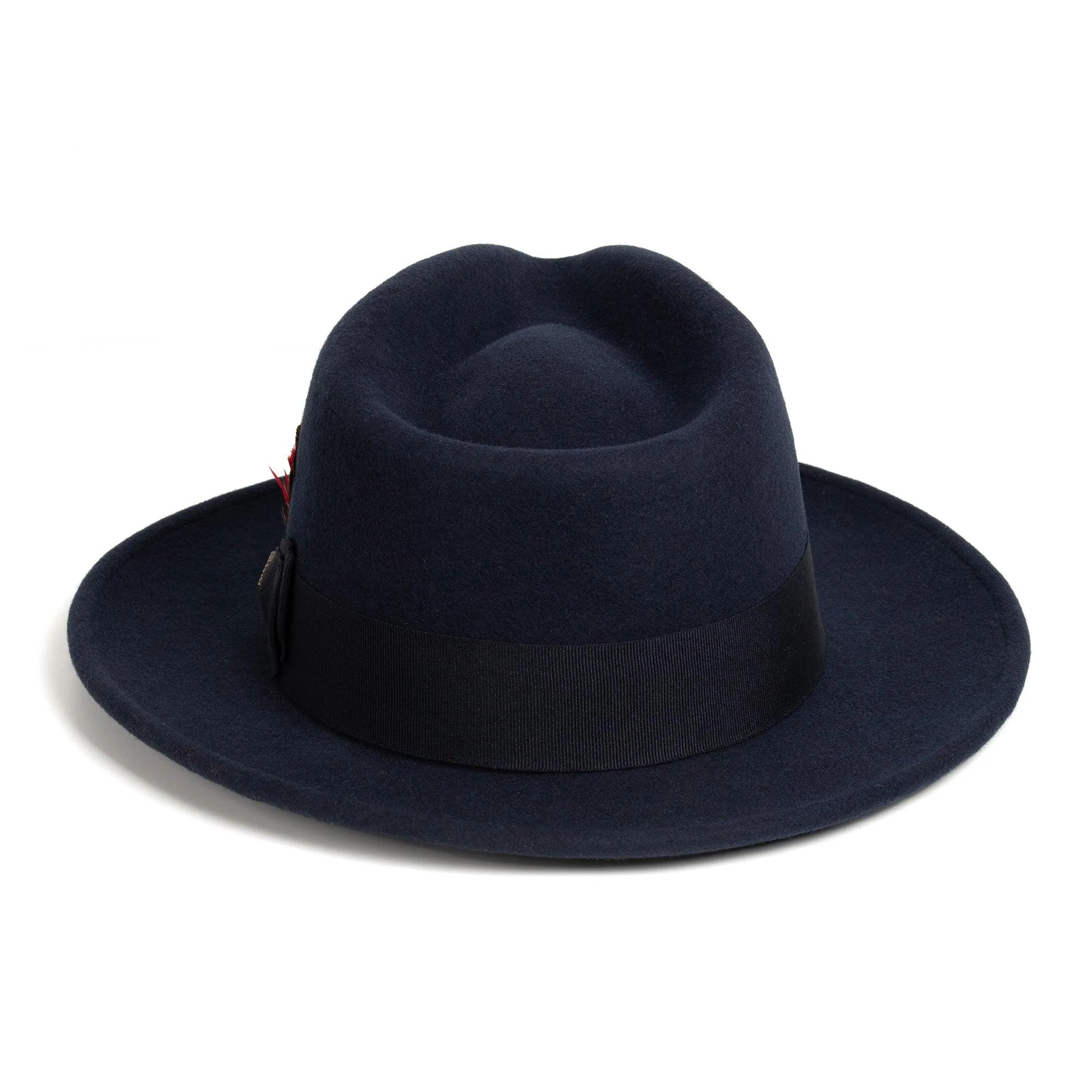 Vintage Crushable Wool Fedora Hat-Black/White