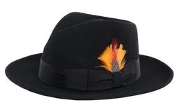 Vintage Crushable Wool Fedora Hat-Black/White