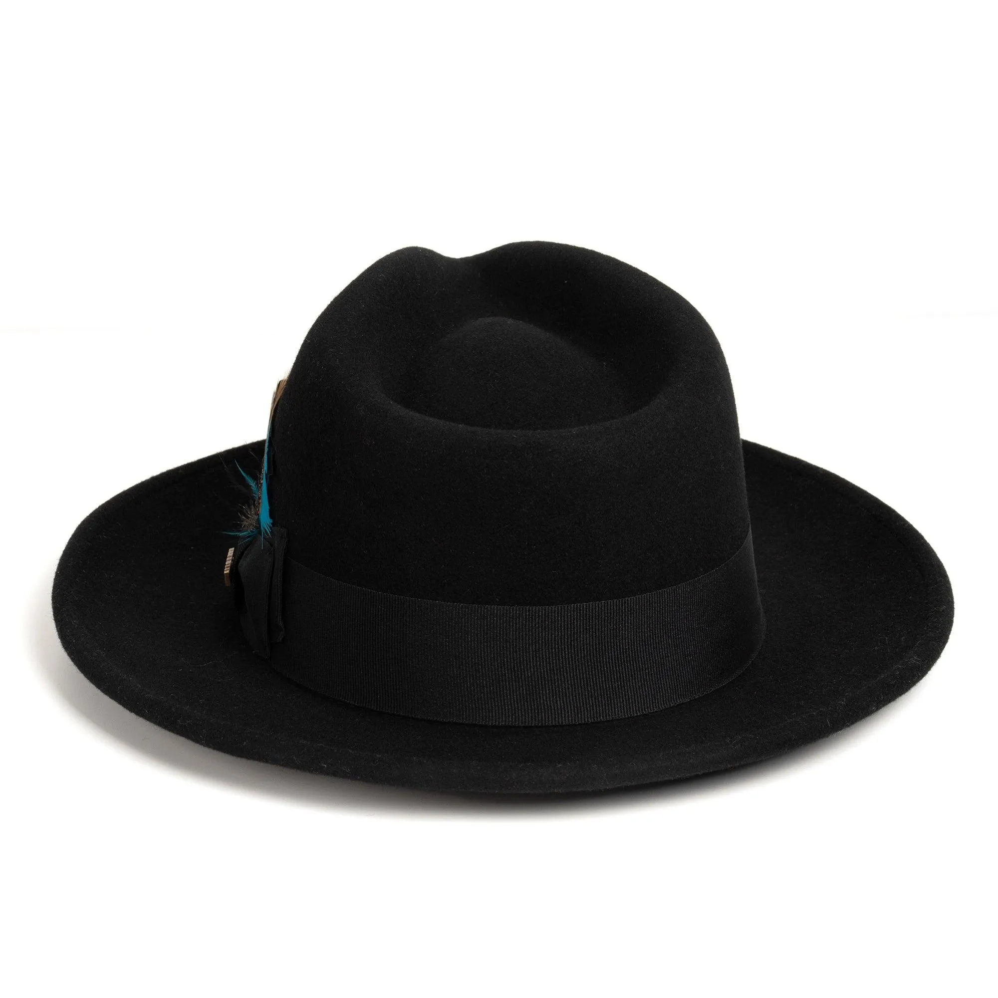 Vintage Crushable Wool Fedora Hat-Black/White