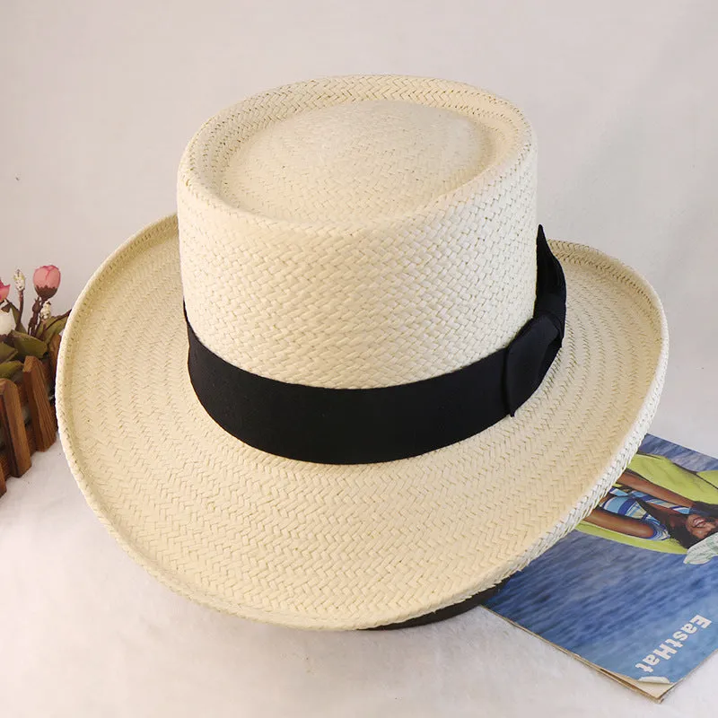 Vintage Vibe Straw Pork Pie Hat - White