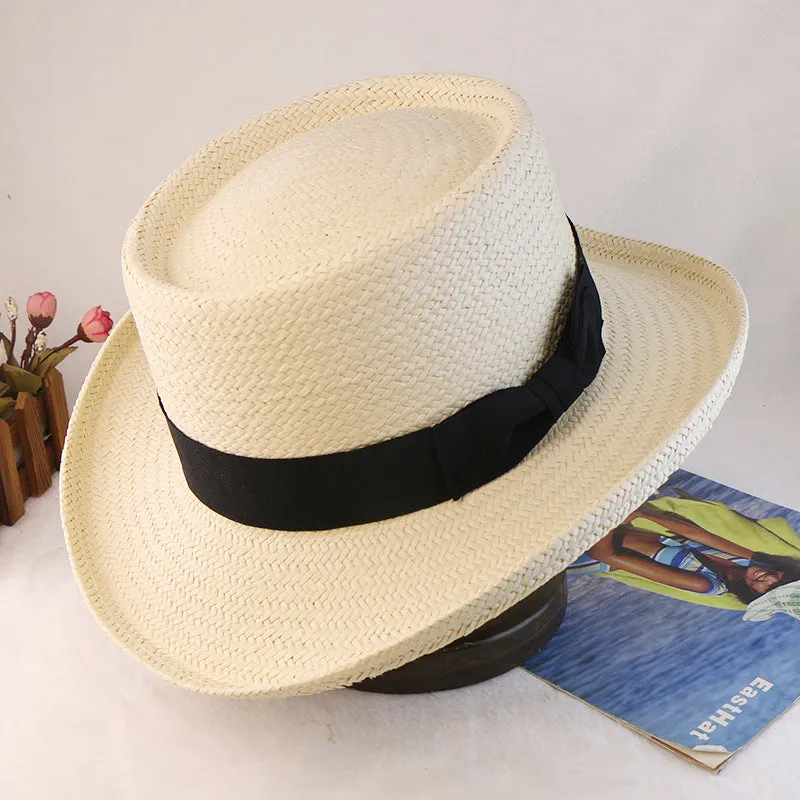 Vintage Vibe Straw Pork Pie Hat - White