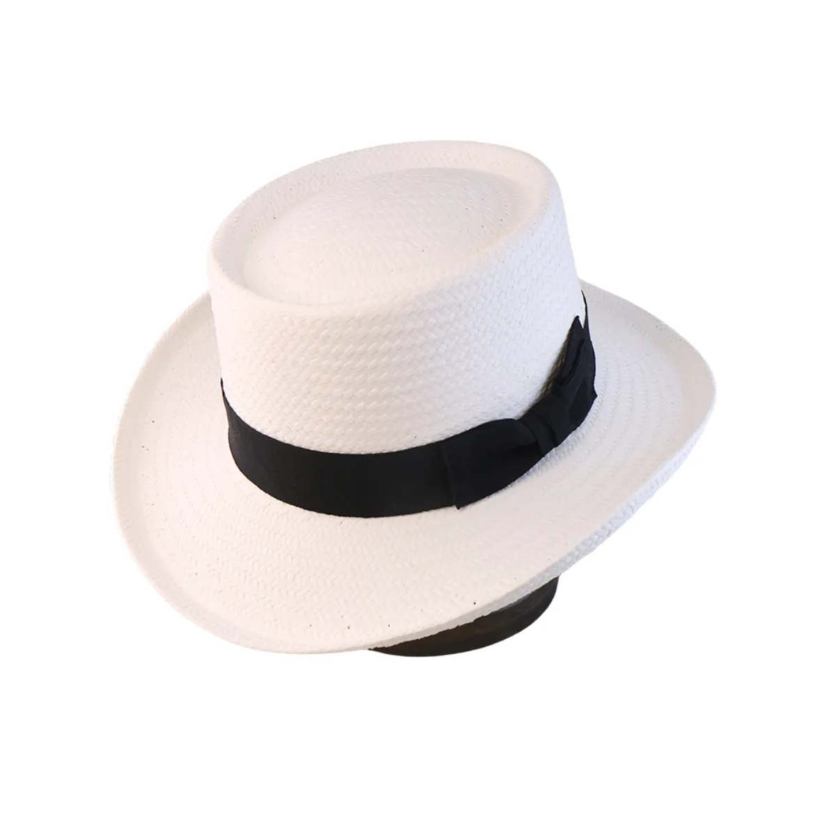 Vintage Vibe Straw Pork Pie Hat - White