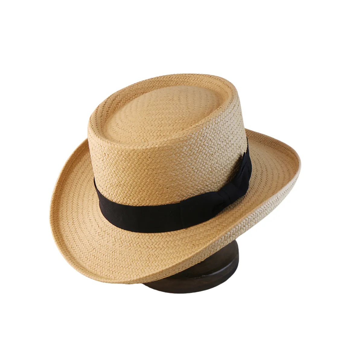 Vintage Vibe Straw Pork Pie Hat - White