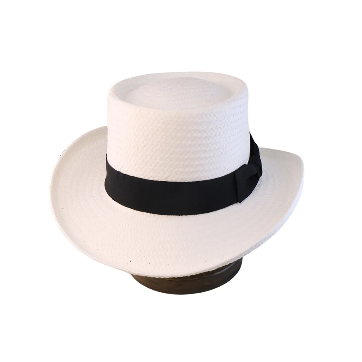 Vintage Vibe Straw Pork Pie Hat - White