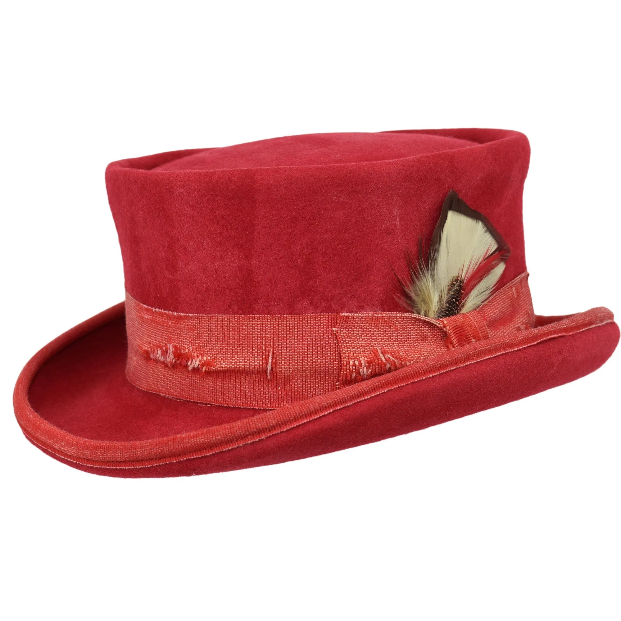 Vintage Vogue Funky Aged Top Hat in Red