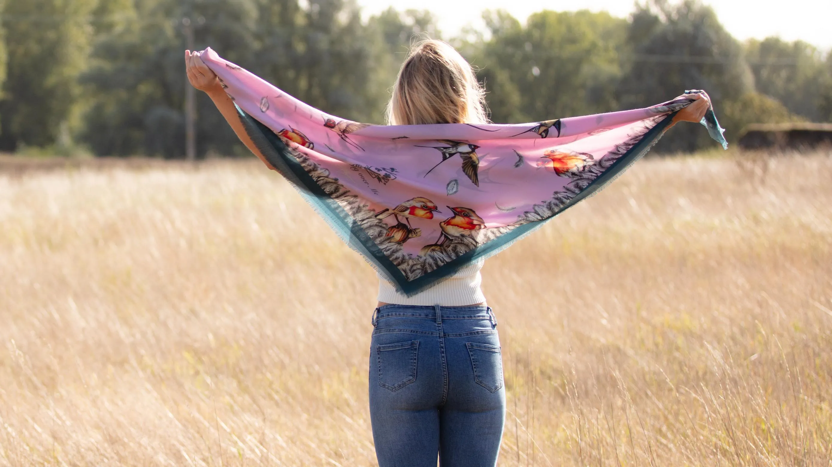 Watching Over Me Heather Wool Silk Square Shawl Scarf