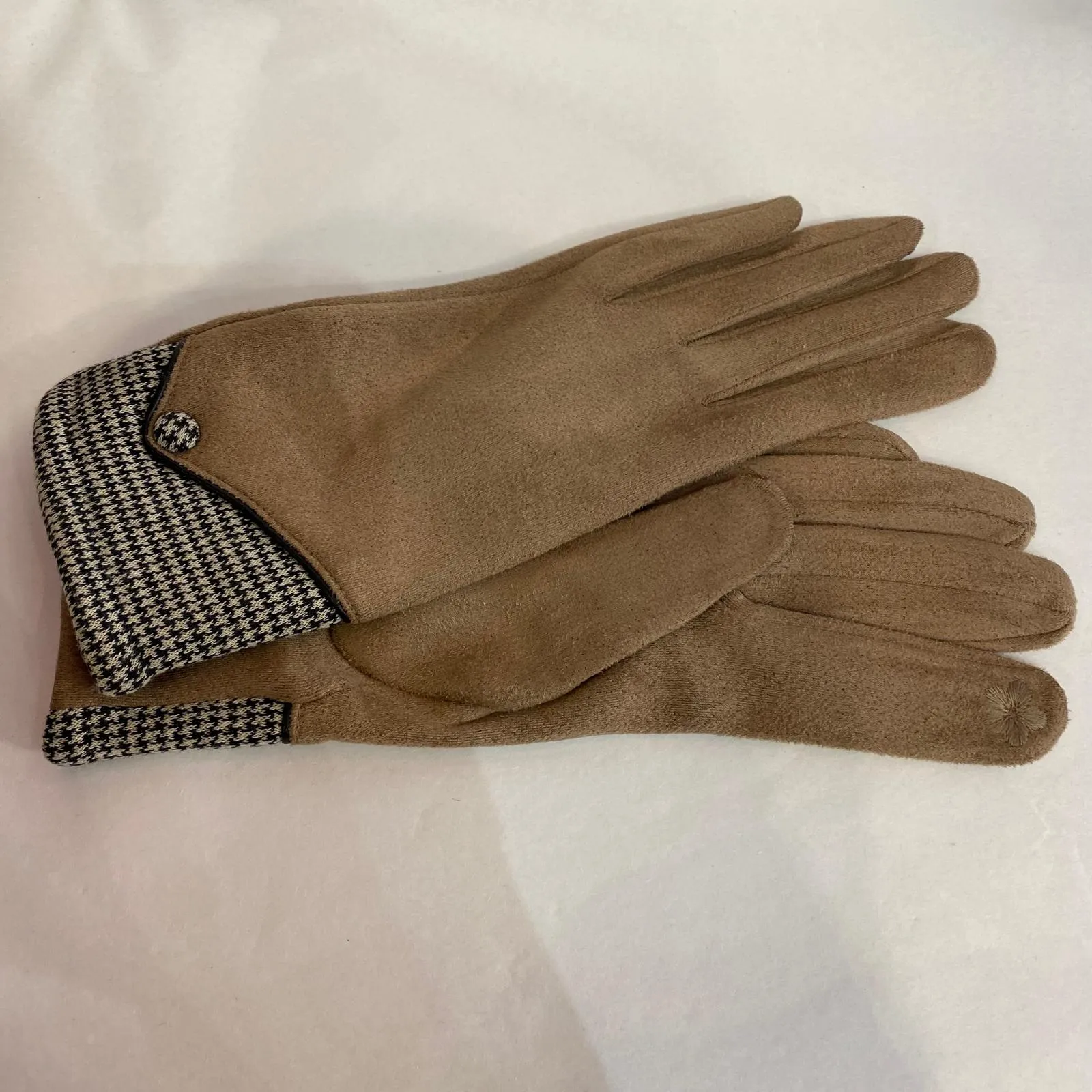 Winter Gloves - Camel Suedette