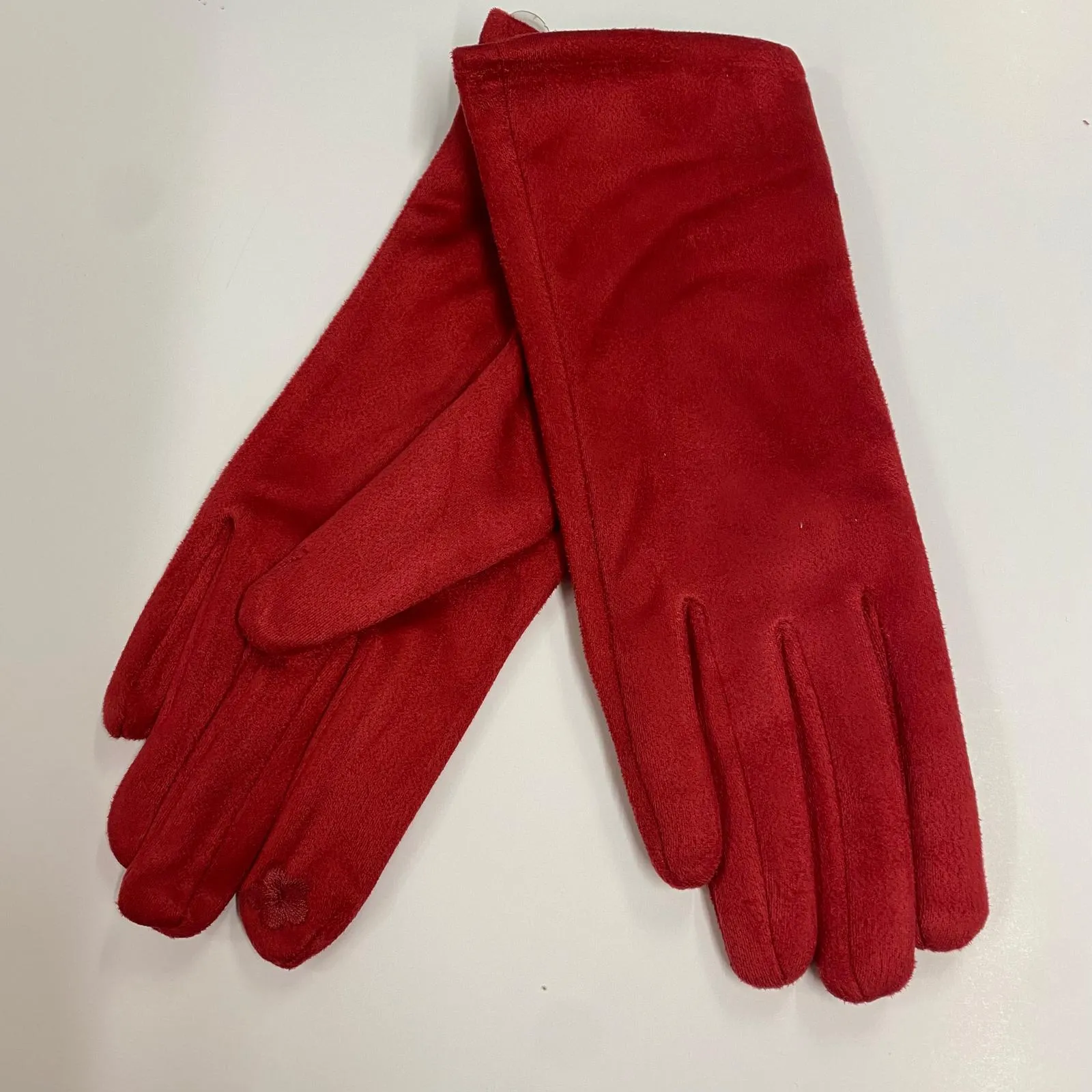 Winter Gloves -  Plain Red Suedette