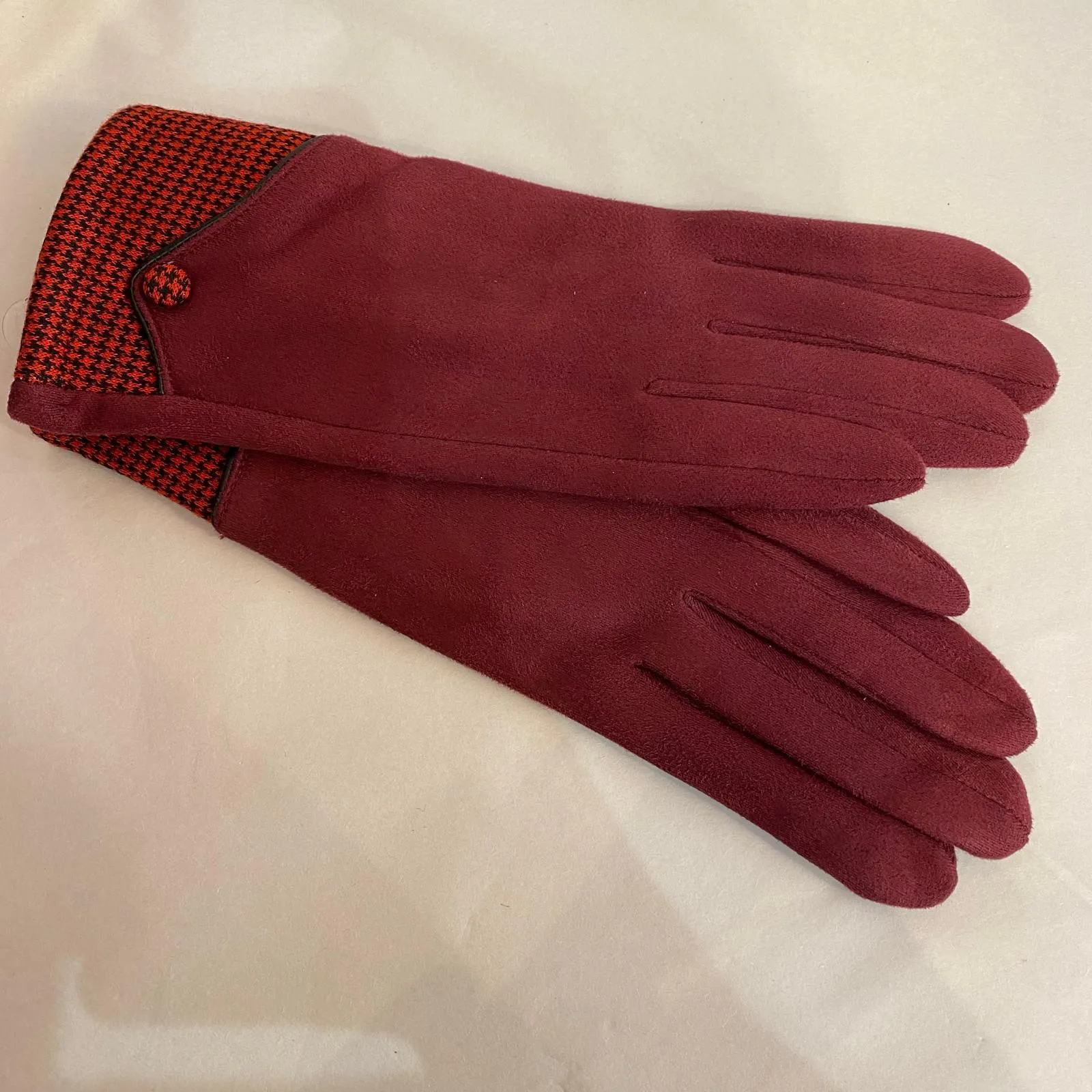 Winter Gloves -  Wine Suedette