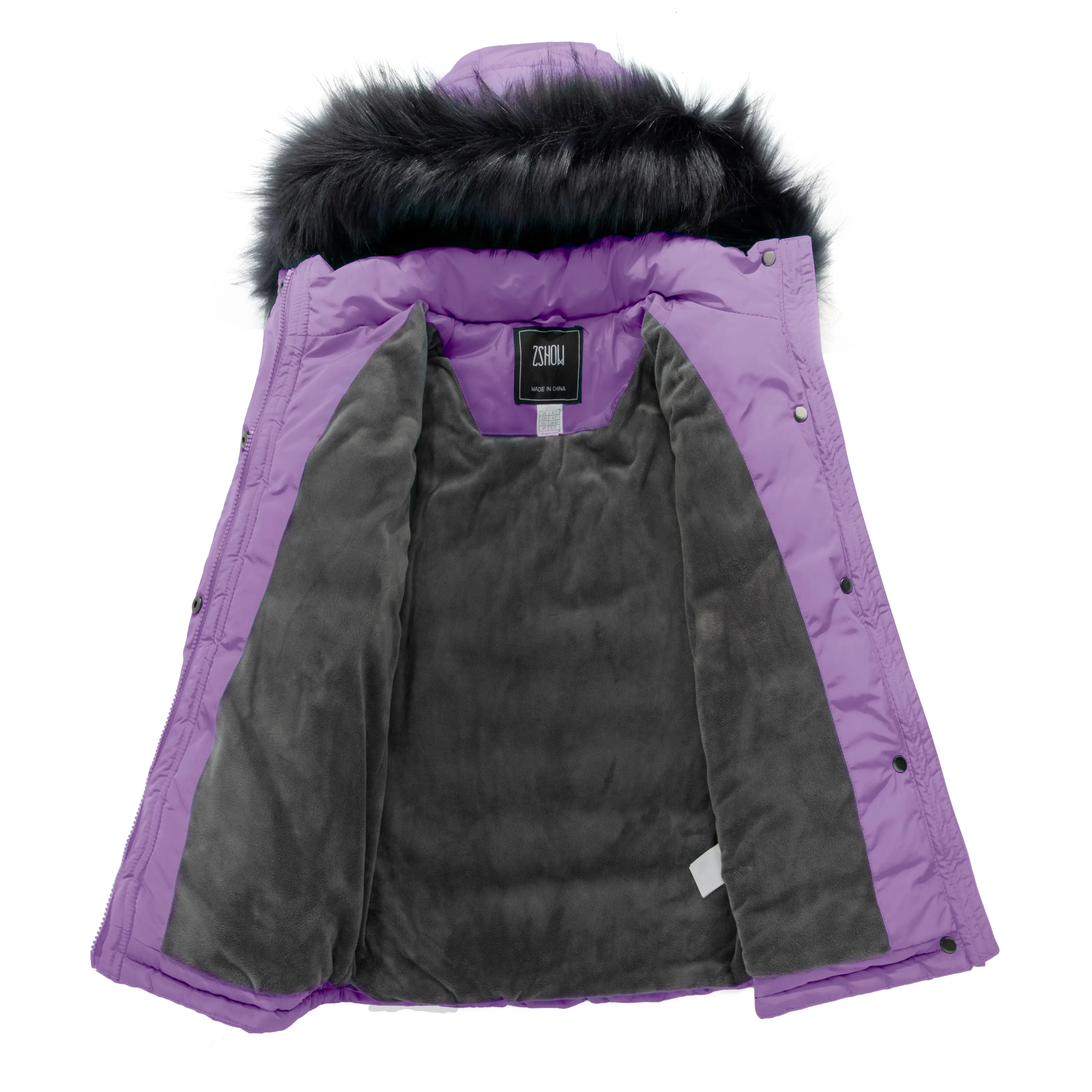 ZSHOW Girls' Water Resistant Puffer Jacket Soft Fleece Lined Padded Hooded Winter Coat